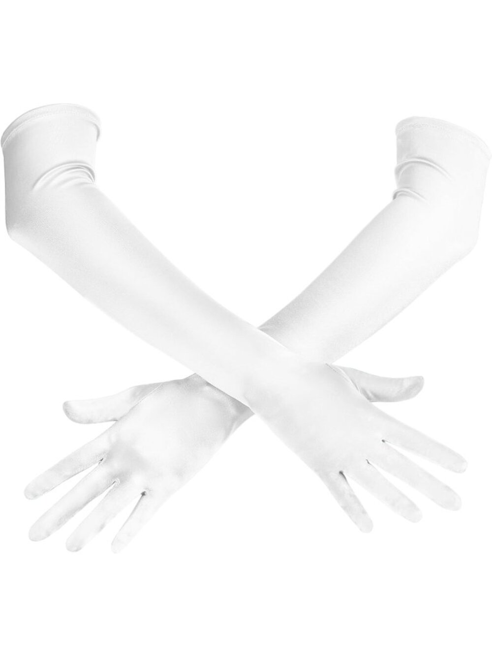 Women White Silk Stretchy 1920s Elbow Length Long Opera Party Satin Gloves